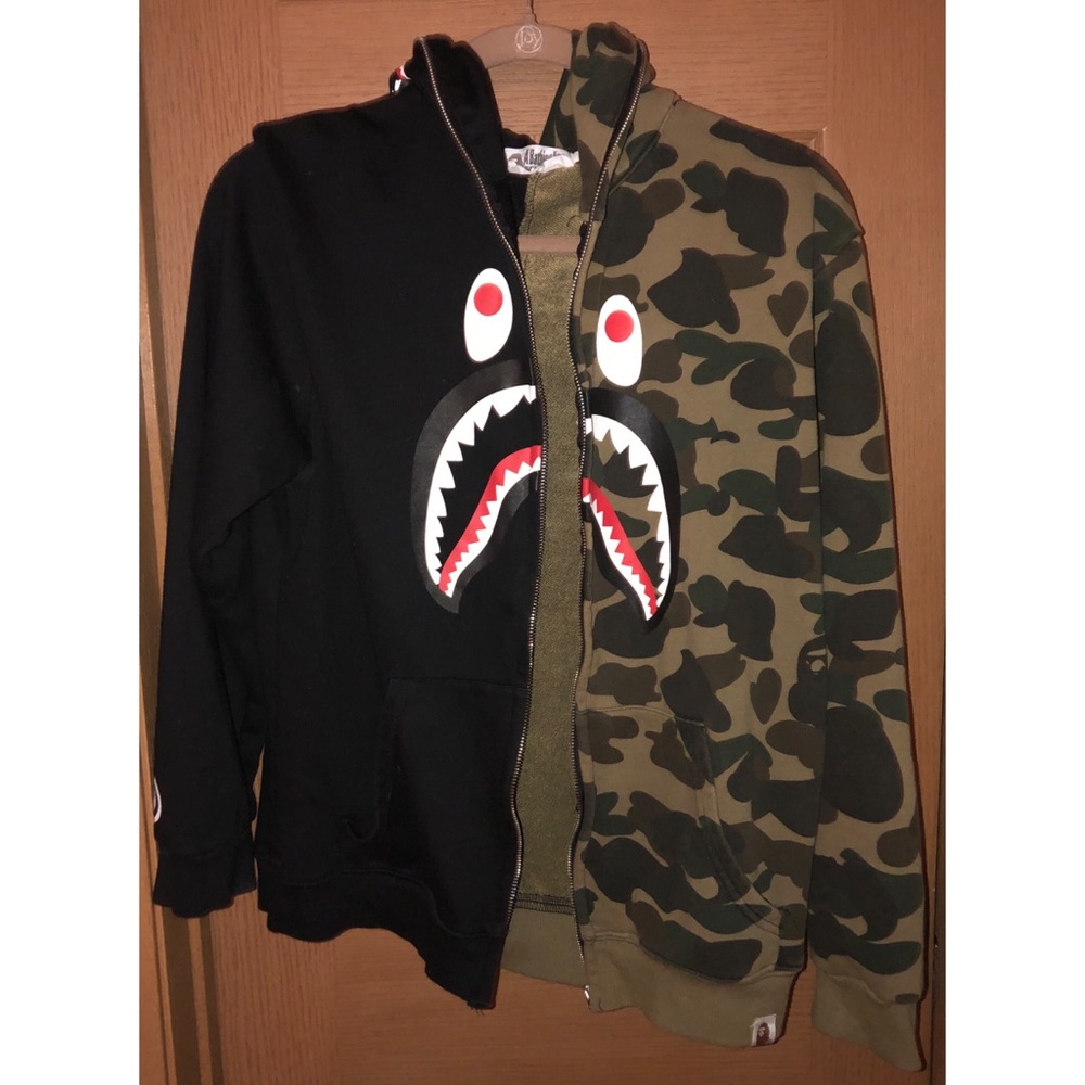 fake bape full zip up hoodie - camo